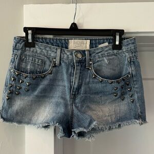 RACHEL ROY denim studded shorts